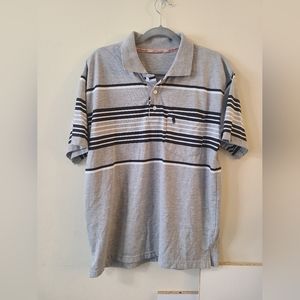 Lads Grey striped Polo Shirt